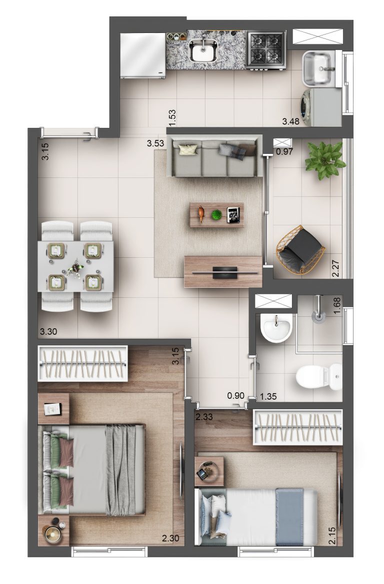 2 Dorms de 39² a 42m² com Varanda, 15 Áreas de Lazer, na Zona Norte!