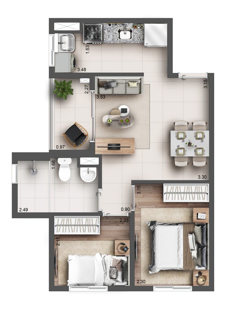 2 Dorms de 39² a 42m² com Varanda, 15 Áreas de Lazer, na Zona Norte!