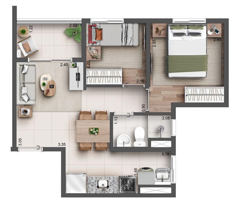 2 Dorms de 39² a 42m² com Varanda, 15 Áreas de Lazer, na Zona Norte!