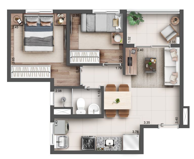 2 Dorms de 39² a 42m² com Varanda, 15 Áreas de Lazer, na Zona Norte!