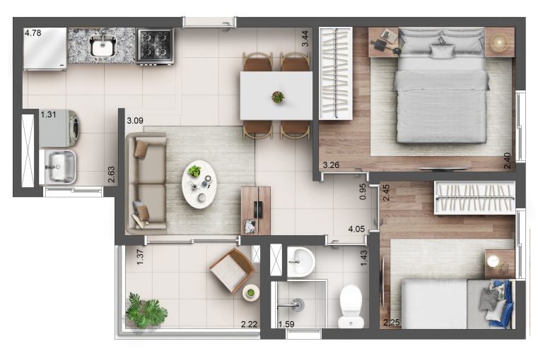 2 Dorms de 39² a 42m² com Varanda, 15 Áreas de Lazer, na Zona Norte!