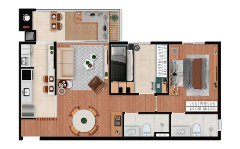 Apartamentos de 62,90m² e 66,50m² com 2 dormitórios, sendo 1 suíte – Santana