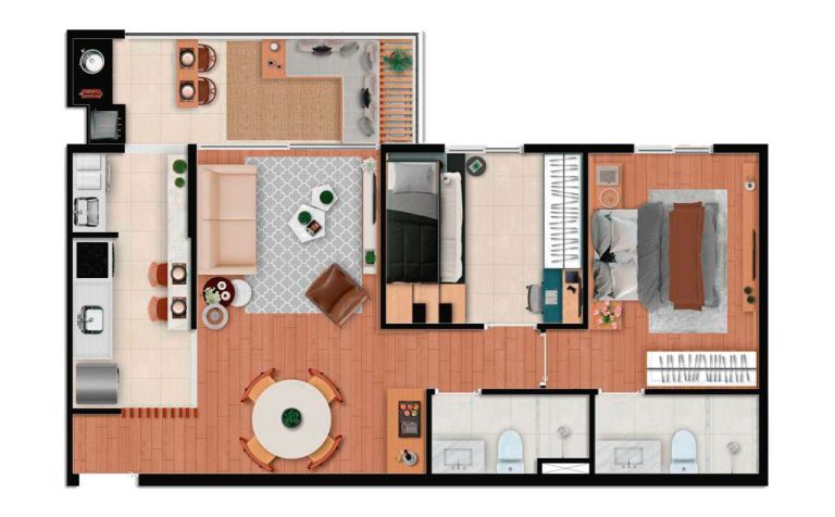 Apartamentos de 62,90m² e 66,50m² com 2 dormitórios, sendo 1 suíte – Santana