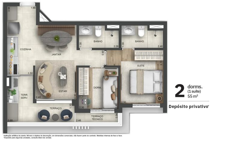 5 Min do Metrô com Varanda Gourmet e Suíte – 2 e 3 Dorms