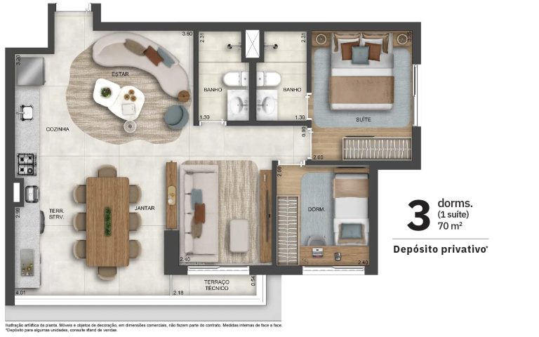 5 Min do Metrô com Varanda Gourmet e Suíte – 2 e 3 Dorms