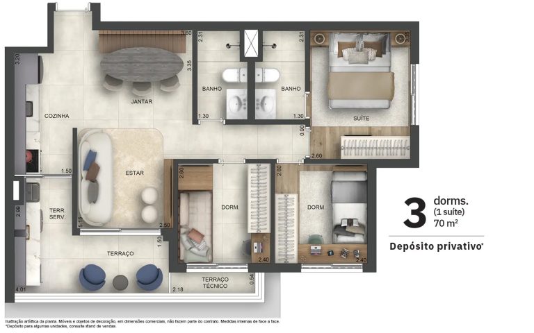 5 Min do Metrô com Varanda Gourmet e Suíte – 2 e 3 Dorms